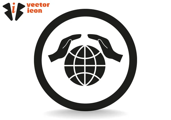 Planet in hands icon — Stock Vector