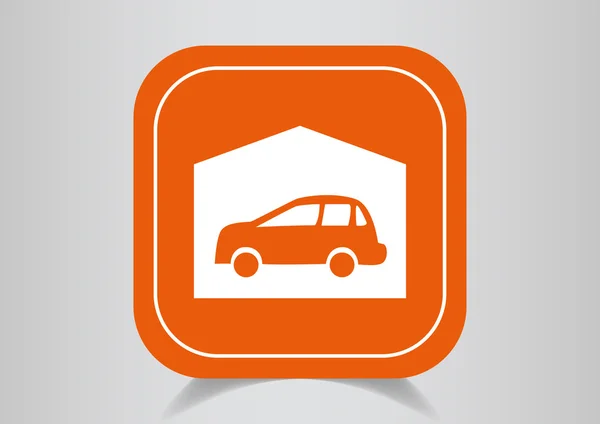 Icon car on orange button — Stock Vector