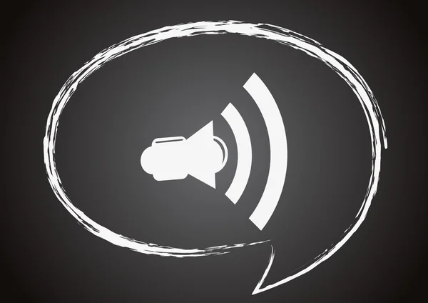 Haut-parleur icône sur un tableau noir — Image vectorielle
