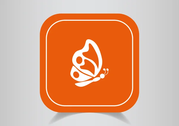 Ícone borboleta no botão laranja — Vetor de Stock