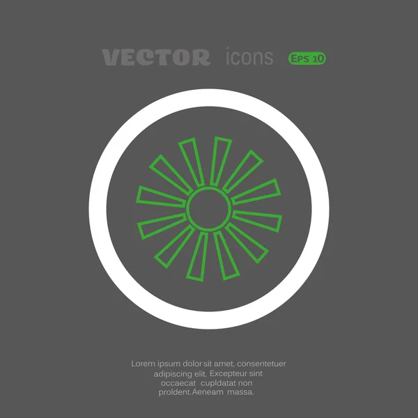 Pictogram zon op donker grijze achtergrond — Stockvector