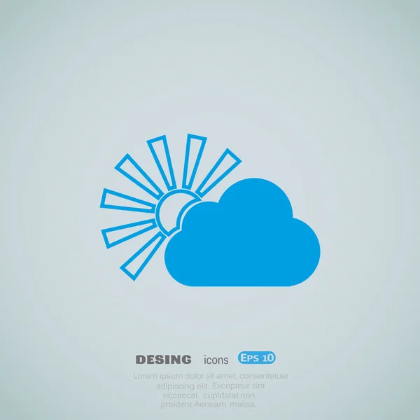 Sol detrás del icono web de la nube — Vector de stock