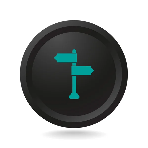 Ponteiro ícone no botão preto — Vetor de Stock
