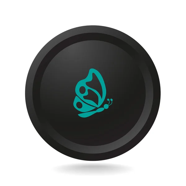 Icon  butterfly on black button — Stock Vector