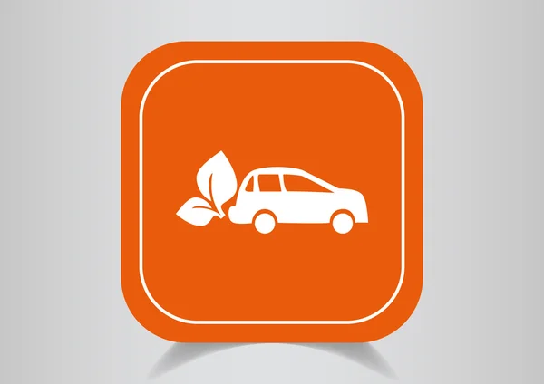 Pictogram auto op oranje knop — Stockvector