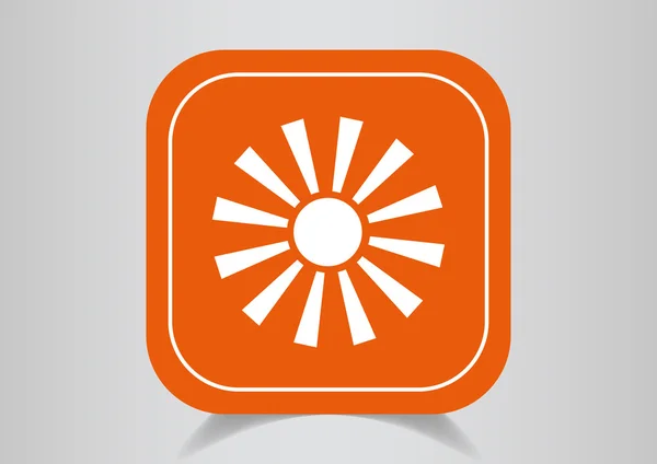 Icon sun on orange button — Stock Vector