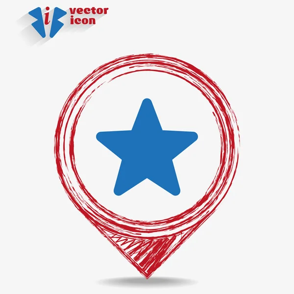 Ikona hvězda na červený ukazatel — Stockový vektor