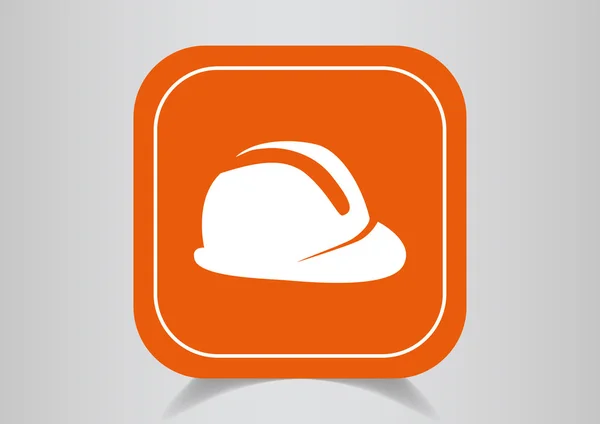 Pictogram helm op oranje knop — Stockvector