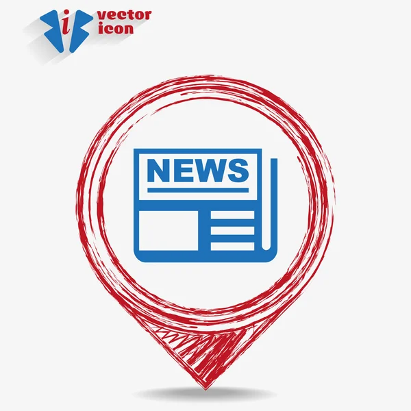 Icon news on a red pointer — Stock Vector