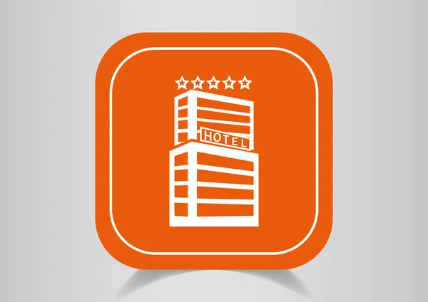 Icon hotel on orange button — Stock Vector