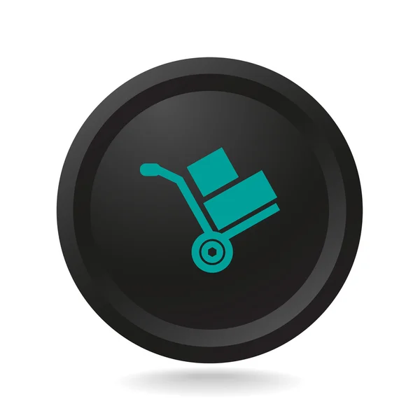 Carrinho de ícone no botão preto —  Vetores de Stock