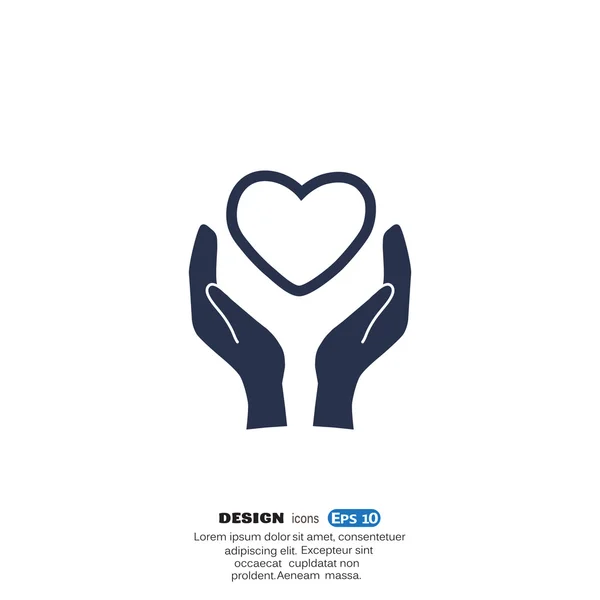 Heart in hands simple icon — Stock Vector