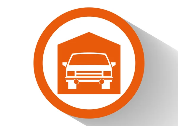 Garage con auto semplice icona — Vettoriale Stock