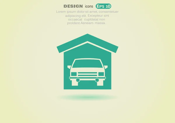 Garaje con coche icono simple — Vector de stock