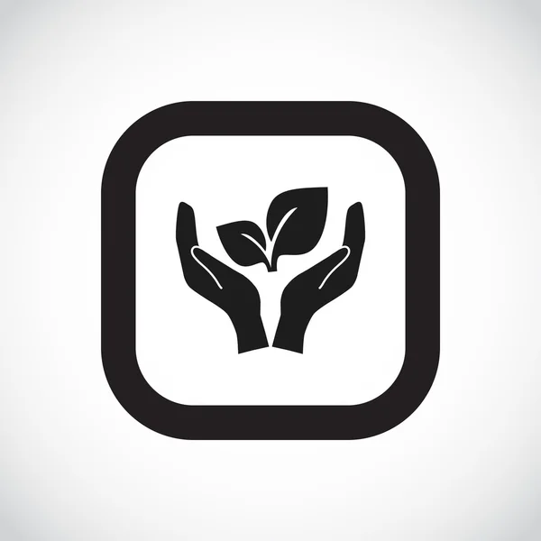Folhas no ícone mãos humanas —  Vetores de Stock