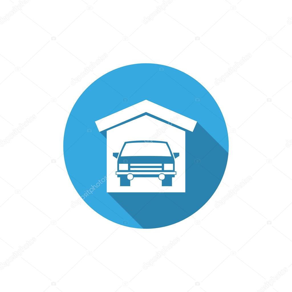 Garage with car simple icon