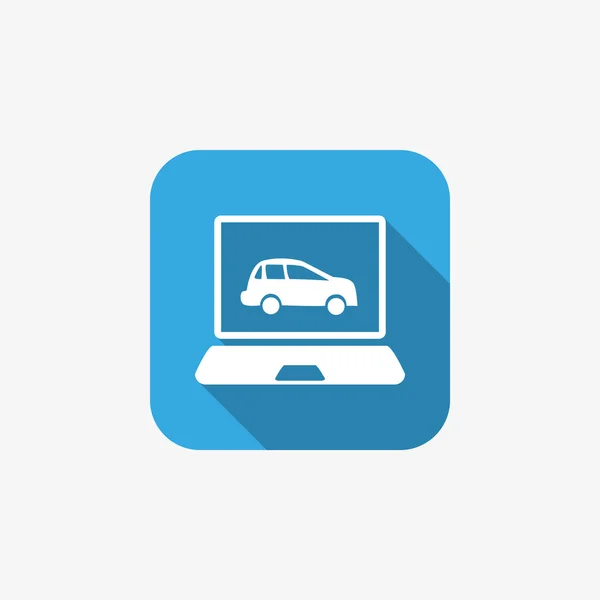 Ordenador portátil con coche en el icono de la pantalla — Vector de stock