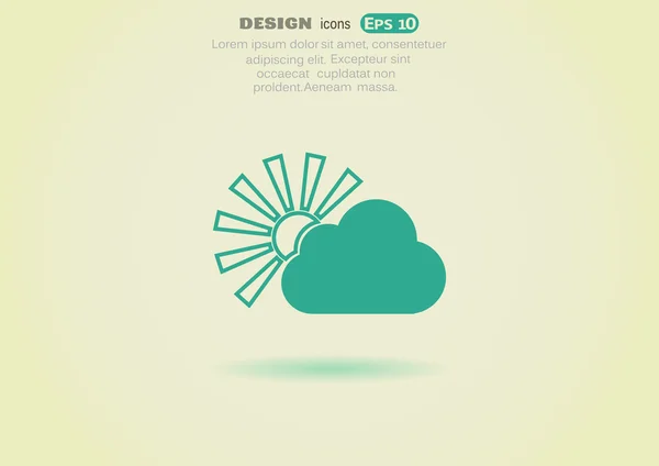 Zon achter wolk web pictogram — Stockvector