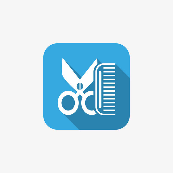 Comb and scissors simple icon