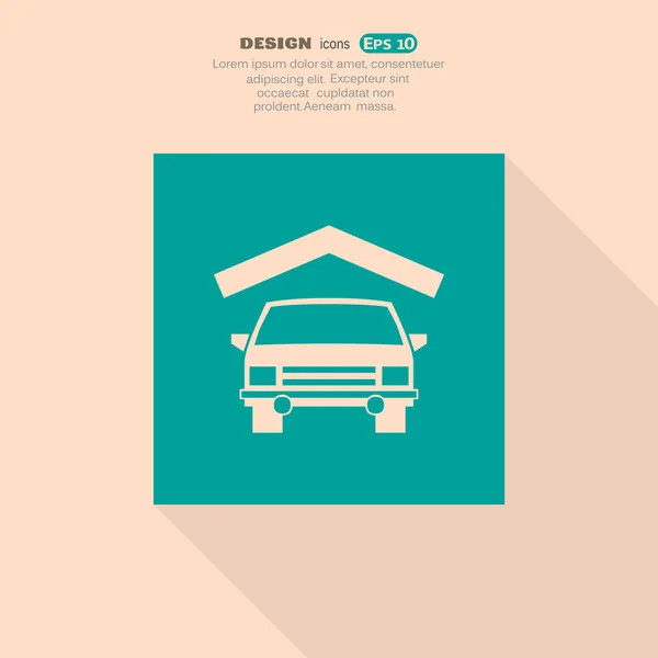 Garaż z prostego ikonę samochodu — Wektor stockowy
