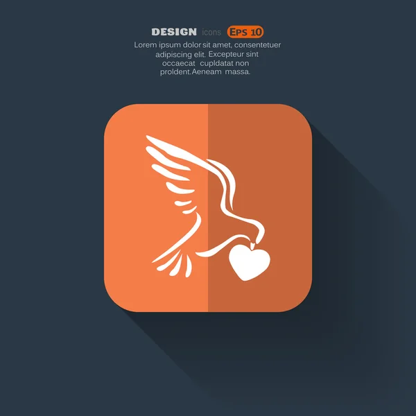 Pigeon avec coeur icône simple — Image vectorielle