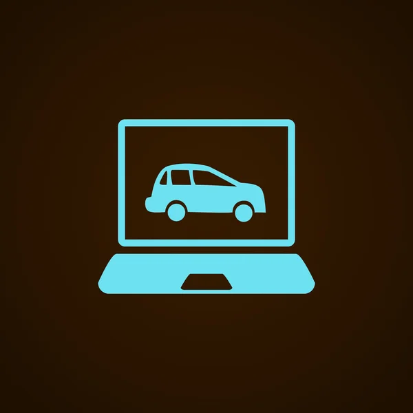 Laptop z samochodów na ekranie ikona — Wektor stockowy