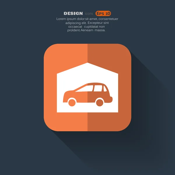 Garaje con coche icono simple — Vector de stock