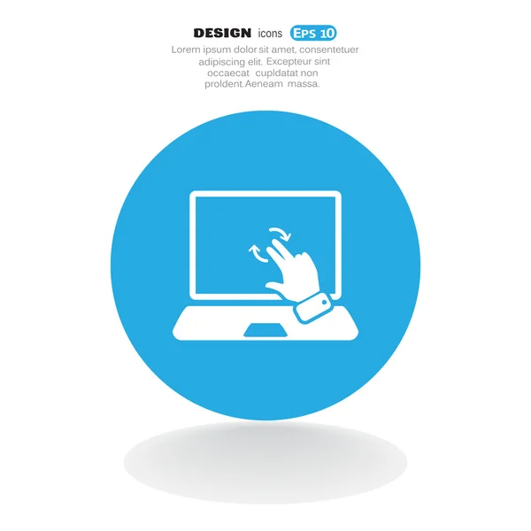 Scherm van de aanraking op laptop web pictogram — Stockvector