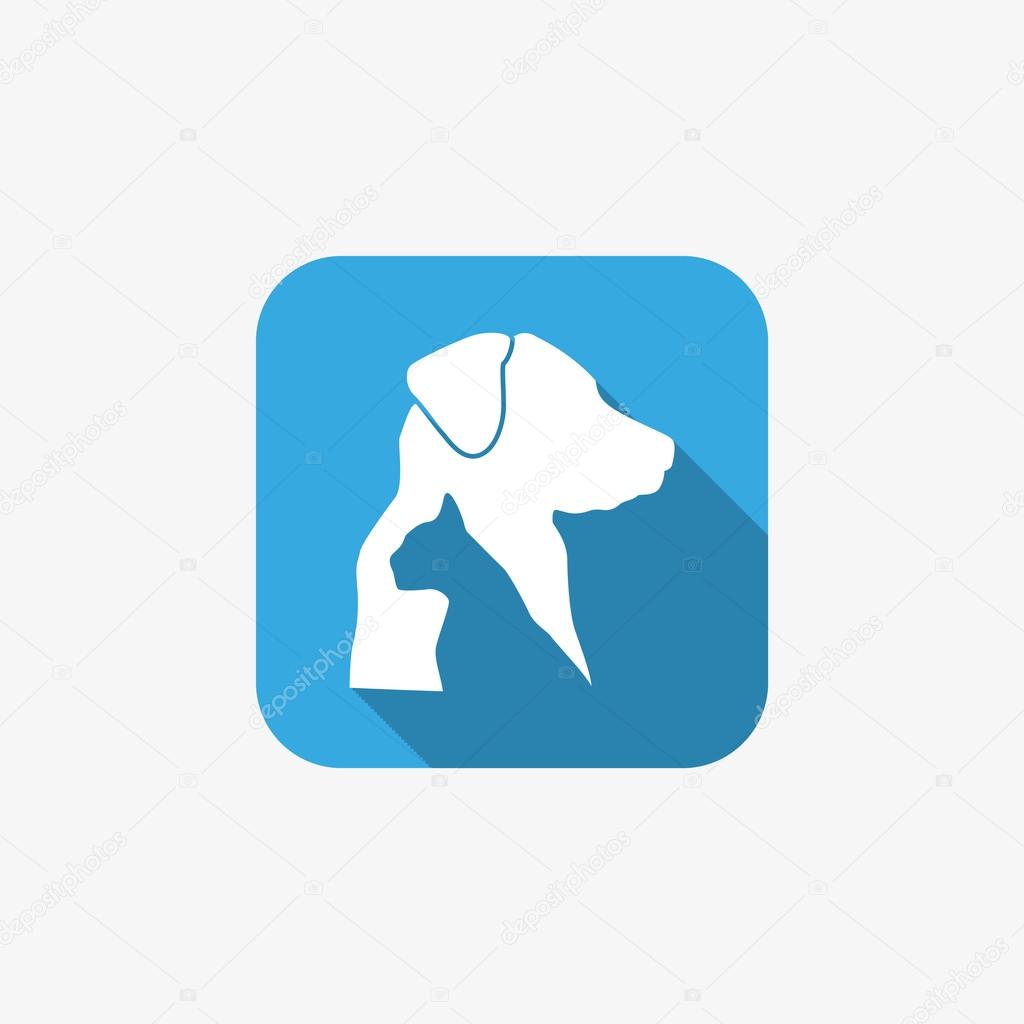 Sign with domestic pets silhouettes, veterinary logo concept
