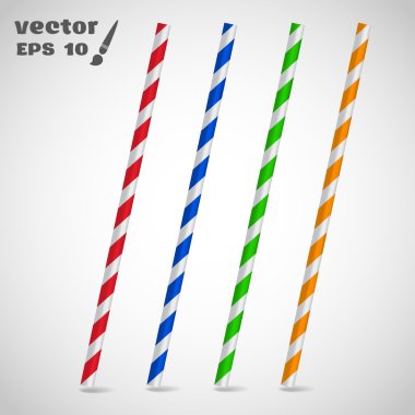 Colorful striped drinking straws clipart