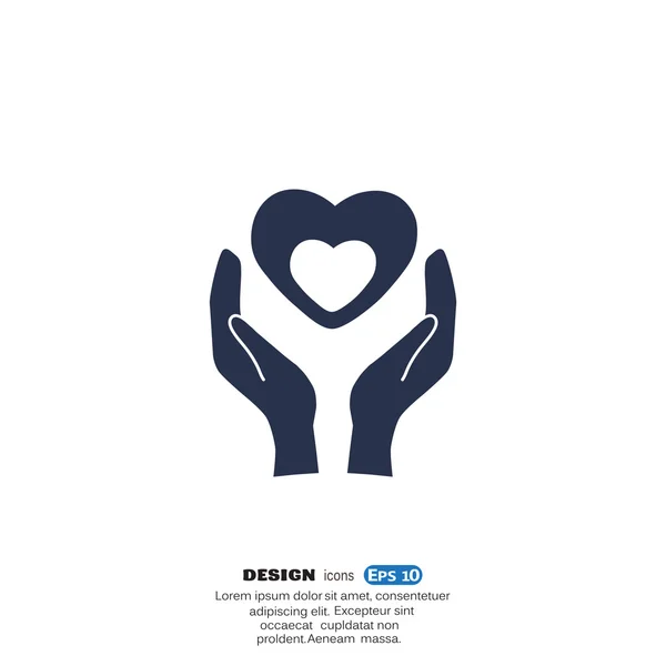 Heart in hands simple icon — Stock Vector