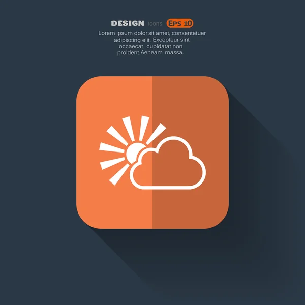 Sun with cloud simple icon — Stock Vector