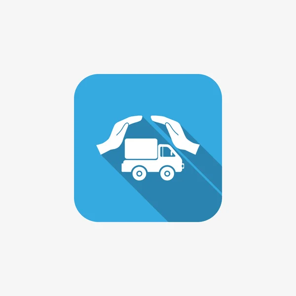 Caminhão com mãos web ícone — Vetor de Stock