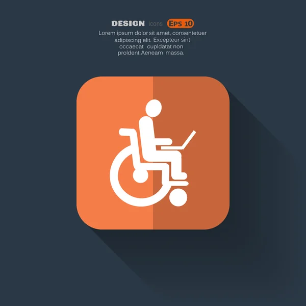 Disabled with laptop on wheelchair — Stock Vector