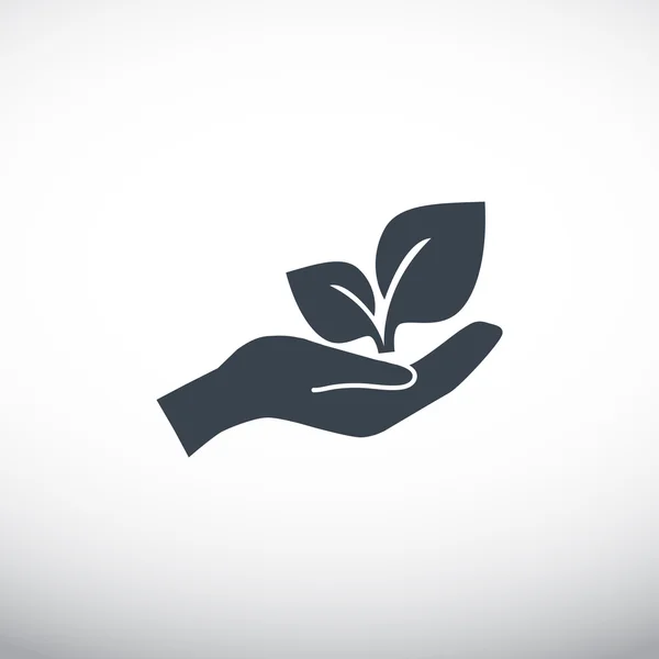 Leaves on human hand icon — Stock Vector