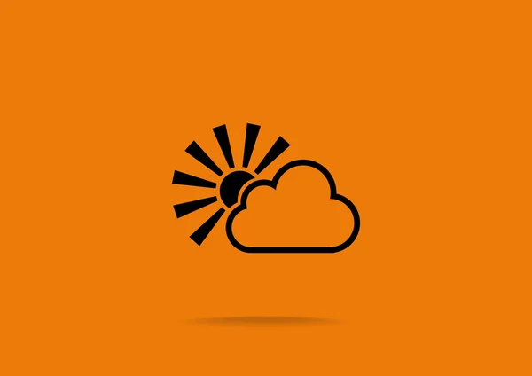 Sole dietro l'icona web nuvola — Vettoriale Stock