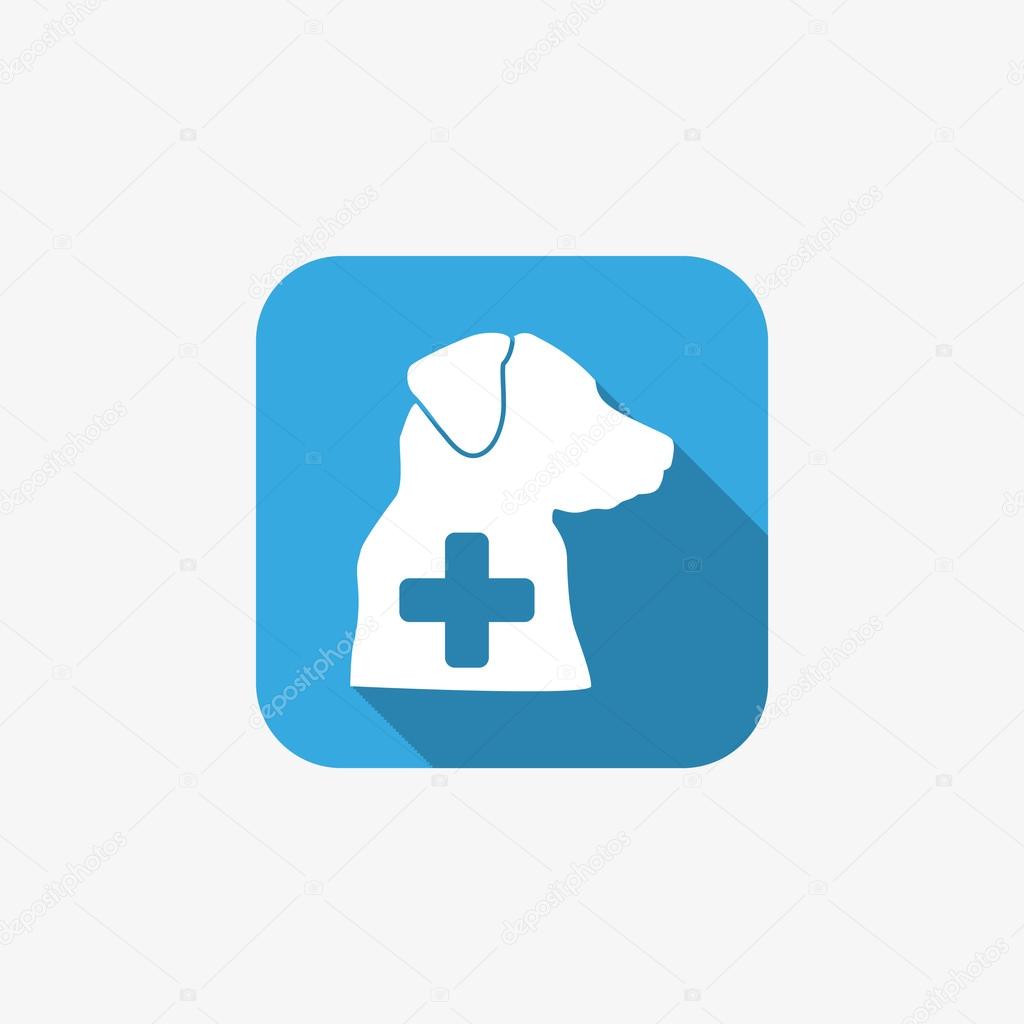 Sign with dog silhouette and cross, veterinary logo concept