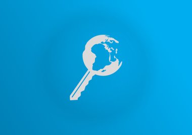 Dünya web simgesi, anahat vektör çizim için anahtar