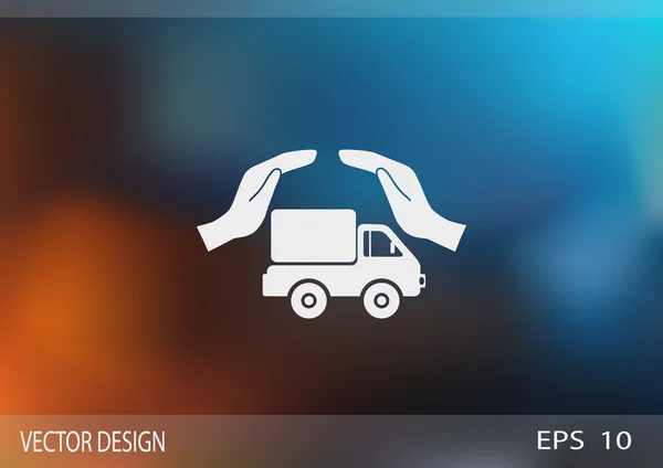 Camión con manos icono web, concepto de protección de entrega — Vector de stock