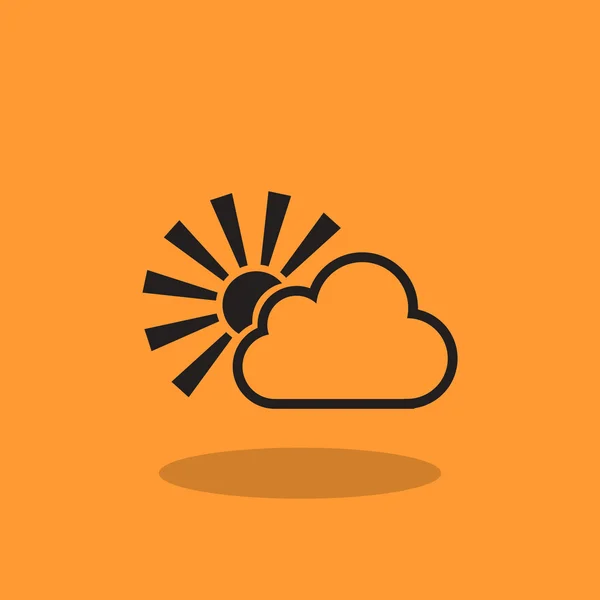 Sun with cloud simple icon — Stock Vector