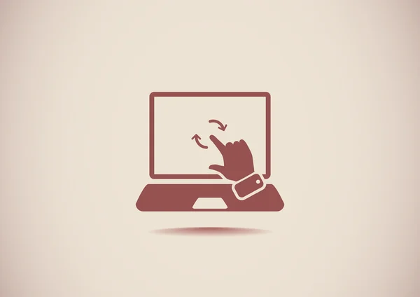 Touchscreen auf dem Laptop Web-Symbol — Stockvektor