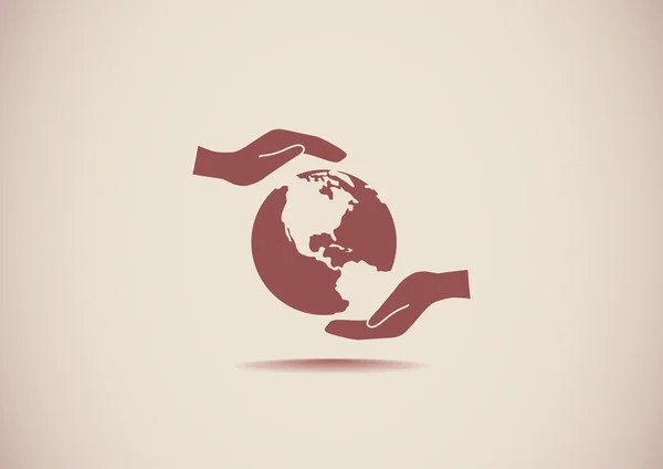 World in hands web icon — Stock Vector