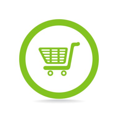 Alışveriş sepeti basit web simgesi, anahat vektör çizim