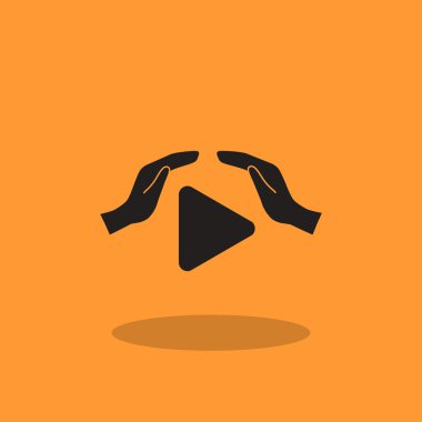 Oyun düğmesi ve eller simgesini