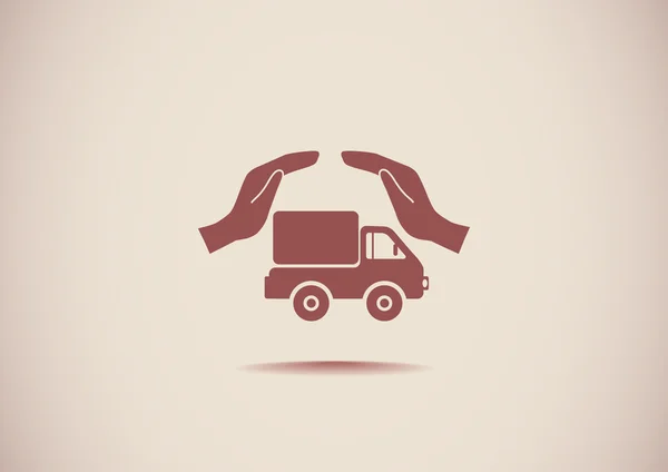 Truck with hands web icon — Stock Vector