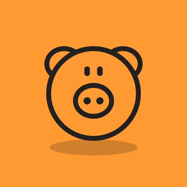 Piggy hoofd eenvoudige web pictogram — Stockvector