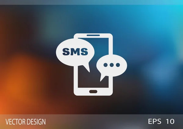 Smartphone met pictogram sms bellen, eenvoudige overzicht vectorillustratie — Stockvector