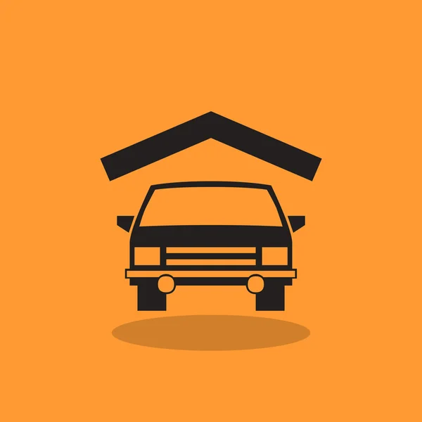 Car under roof simple icon — Stock Vector