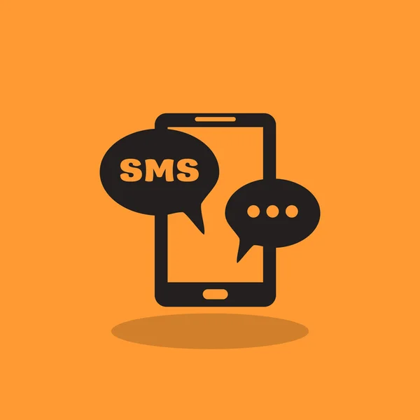 Smartphone con icono de burbujas sms — Vector de stock