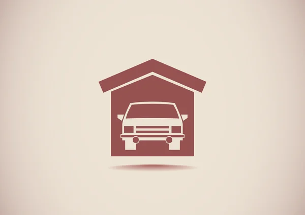 Garage avec voiture icône simple — Image vectorielle